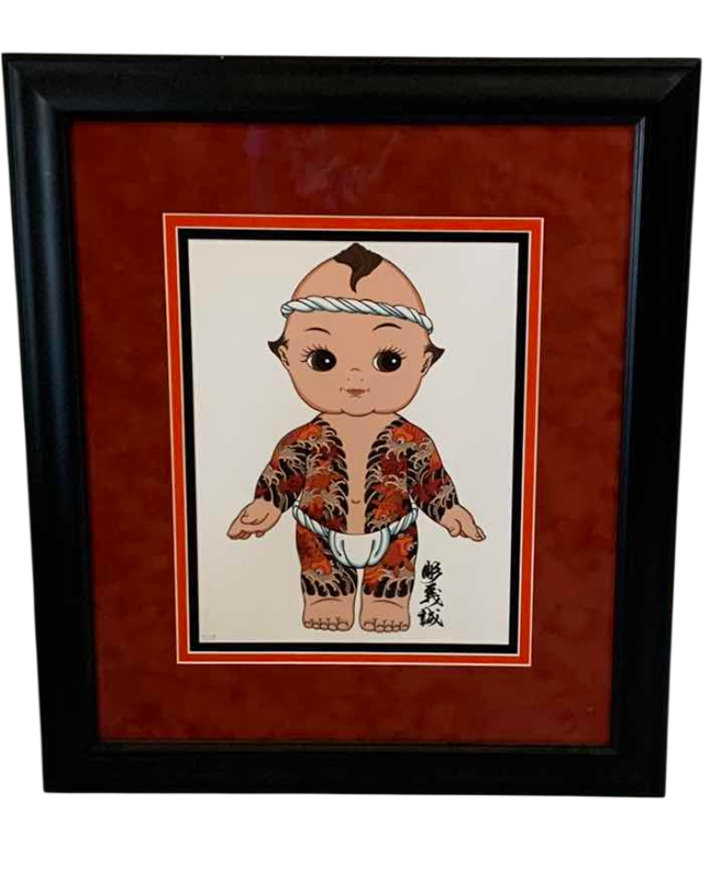 Photo 1 of "IREZUMI KEWPIE" GICLEE PRINT BY PAUL STOTTLER FRAMED 25" X 21"