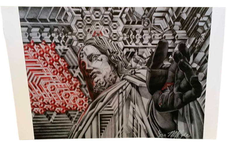 Photo 1 of "MOTHER MACHINE" LIMITED EDITION ARTWORK SIGNED BY ARTIST 17" X 11" JESUS