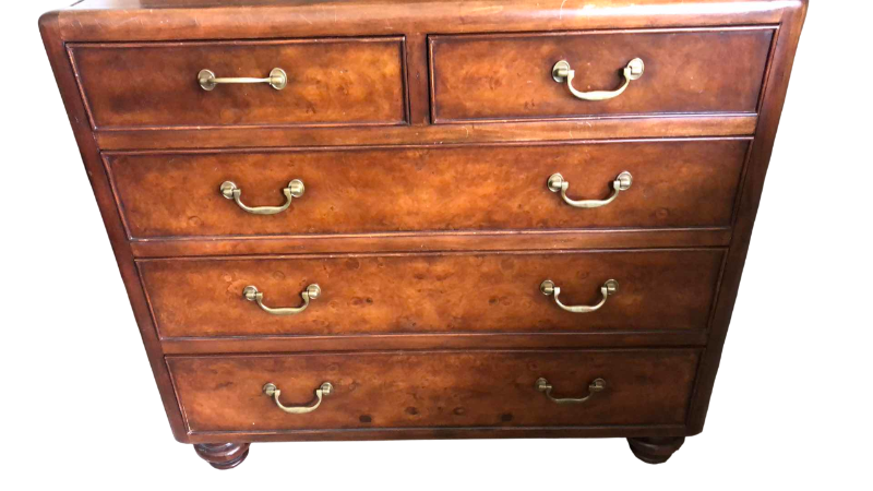 Photo 1 of THOMASVILLE ERNEST HEMINGWAY COLLECTION GEORGIAN STYLE 5 DRAWER BURR WALNET DRESSER 43” X 20 H 40”