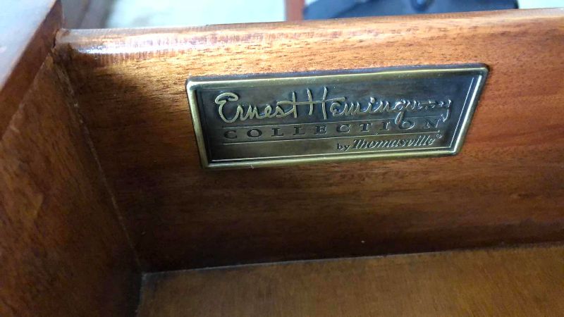 Photo 1 of THOMASVILLE ERNEST HEMINGWAY COLLECTION GEORGIAN STYLE 5 DRAWER BURR WALNET DRESSER 43” X 20 H 40”