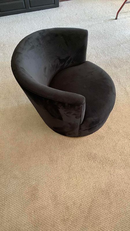Photo 1 of TOV FURNITURE HANDMADE REMY BLACK VELVET 360 SWIVEL CHAIR