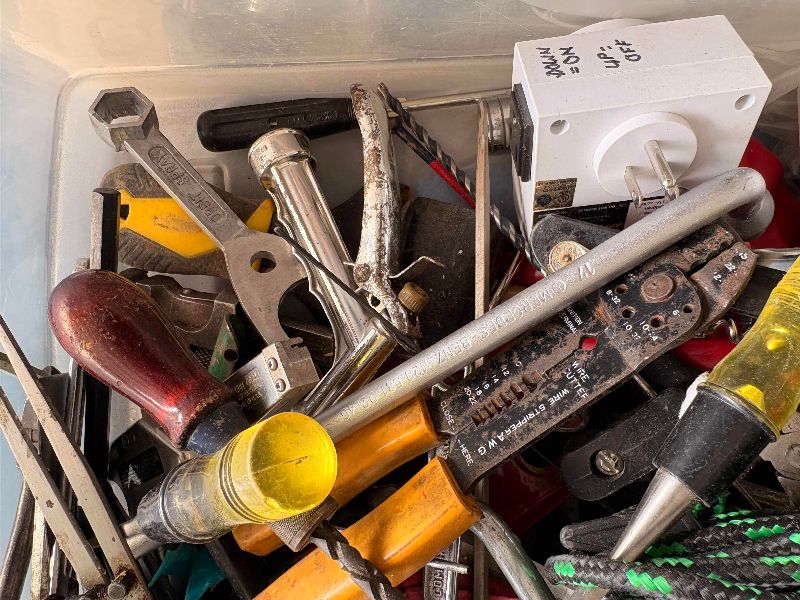 Photo 1 of CONTAINER OF TOOLS & ROPES