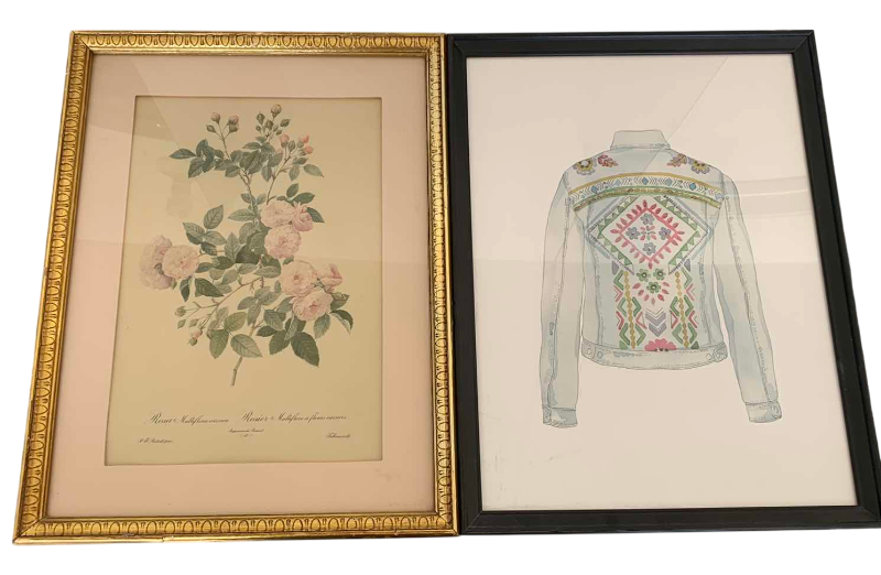 Photo 1 of IKEA JACKET  AND A VINTAGE ROSES PRINT 17” X 13