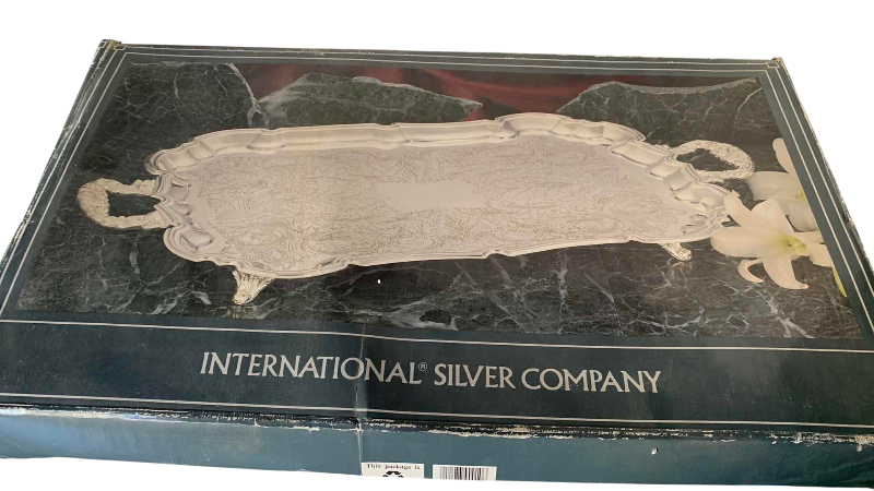 Photo 1 of INTERNATIONAL SILVER COMPANY SILVER PLATED TRAY WITH HANDLES 23” X 13”
