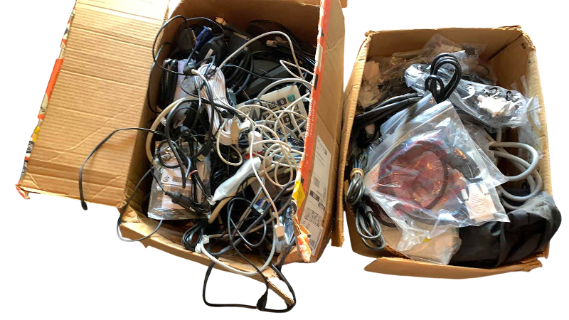 Photo 1 of BOXES OF ELECTRONICS CABLES