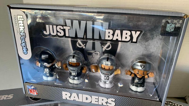 Photo 1 of THREE LAS VEGAS RAIDERS LITTLE PEOPLE COLLECTIBLE FIGURES