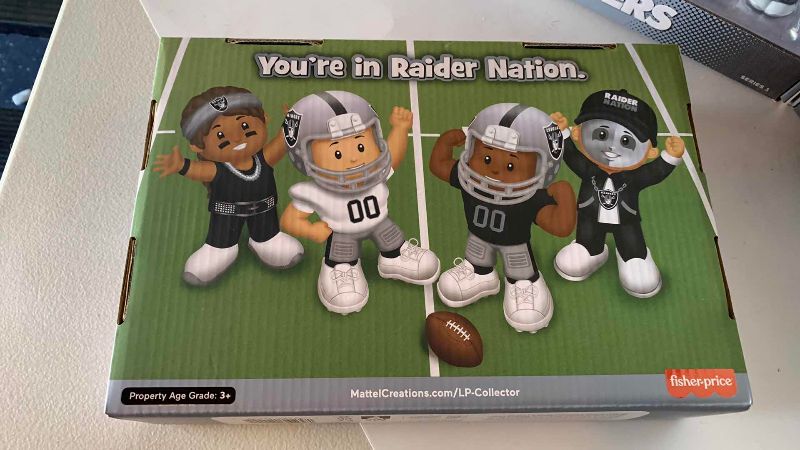 Photo 1 of THREE LAS VEGAS RAIDERS LITTLE PEOPLE COLLECTIBLE FIGURES