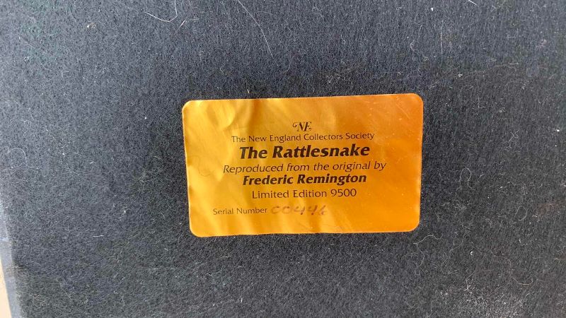 Photo 1 of $92 “THE RATTLESNAKE” FIGURE INSPIRED BY REMMINGTON WORK 9 1/2” LIMITED EDITION 9500