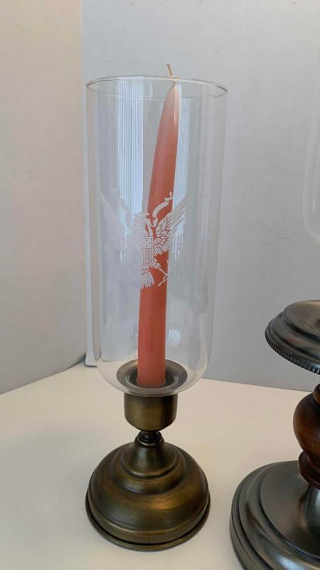 Photo 1 of THREE UNITED STATES FEDERAL EAGLE INSPIRED CANDLESTICK HOLDERS