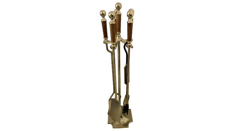 Photo 1 of FIREPLACE TOOL SET BRASS AND WOOD