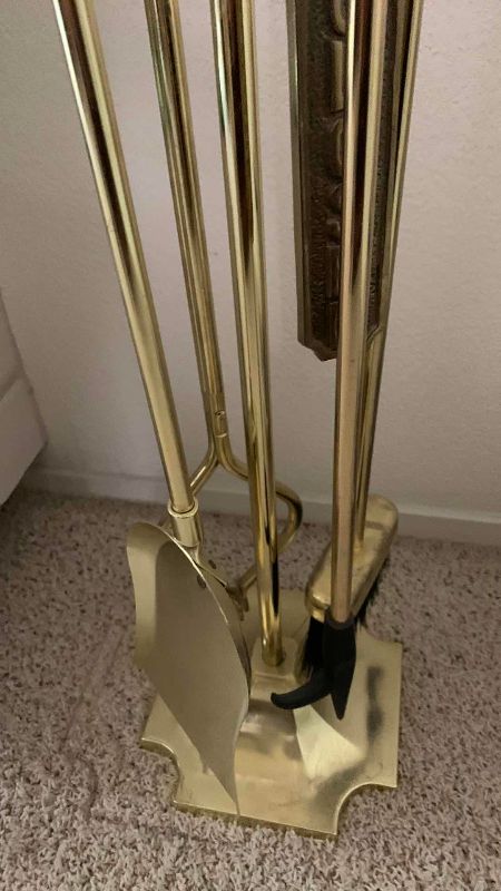 Photo 1 of FIREPLACE TOOL SET BRASS AND WOOD