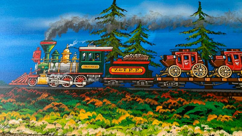 View 2 of FRED BOND TRAIN PAINTING 12” X 40”