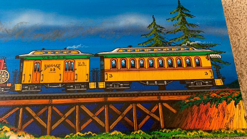 View 3 of FRED BOND TRAIN PAINTING 12” X 40”