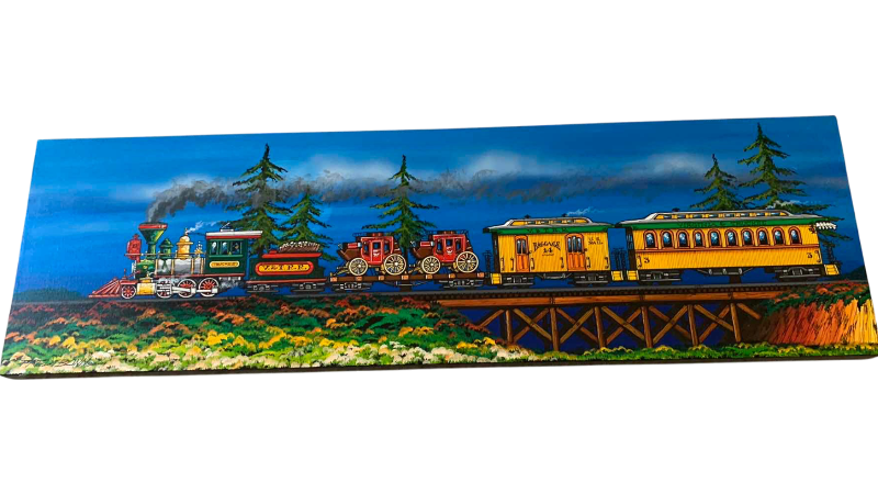 View 1 of FRED BOND TRAIN PAINTING 12” X 40”