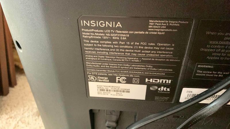 Photo 1 of INSIGNIA 32” LCD TELEVISION MODEL NS-32DF310NA19