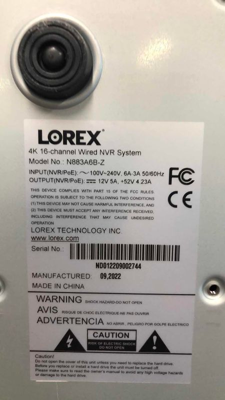 Photo 1 of LOREX 4K ULTRA HD 16 CHANNEL WIRED NVR SYSTEM MODEL N883A6B-Z WITH FOUR 4K SMART IP FIXED BULLET CAMERAS MODEL LNB9252-C