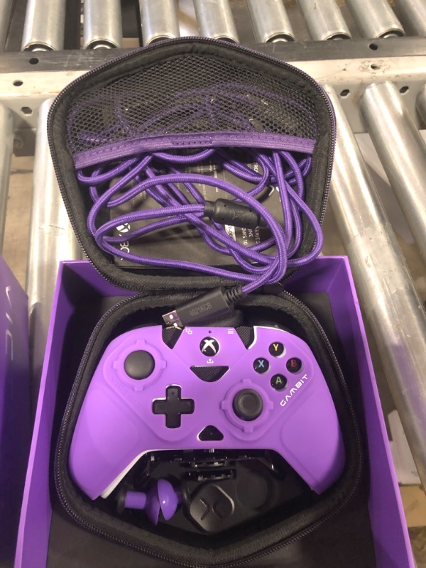 Photo 1 of Victrix Gambit World's Fastest Licensed Xbox Controller, Elite Esports Design with Swappable Pro Thumbsticks, Custom Paddles, Swappable White / Purple Faceplate for Xbox One, Series X/S, PC