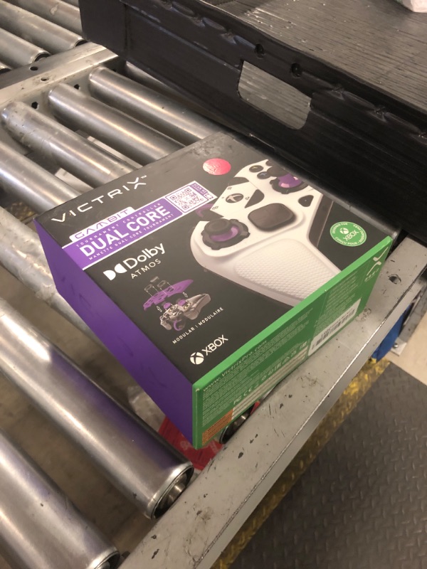 Photo 1 of Victrix Gambit World's Fastest Licensed Xbox Controller, Elite Esports Design with Swappable Pro Thumbsticks, Custom Paddles, Swappable White / Purple Faceplate for Xbox One, Series X/S, PC