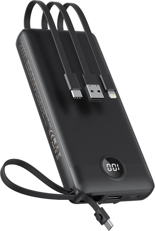 Photo 1 of VEEKTOMX Portable Charger with Built-in Cables, 20000mAh Power Bank for iPhone, Fast Charging USB C Battery Pack, Travel Essentials Powerbank Compatible with iPhone, Samsung, Android, etc