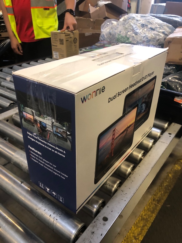 Photo 1 of WONNIE 12" Dual Car DVD Players Portable DVD Players for Car Headrest Play a Same or Two Different Movies with 5-Hour Rechargeable Battery, Mounting Brackets, All Region, Support USB/Sync TV
