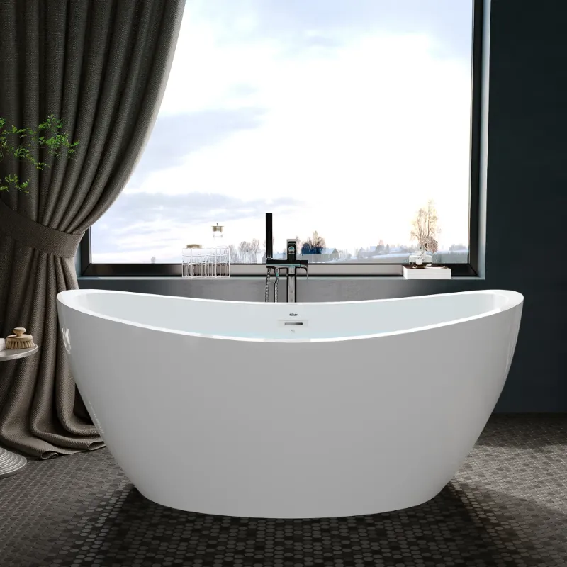 Photo 1 of Naha 59" x 31" freestanding bathtub with Toe-Tap Chrome Drain