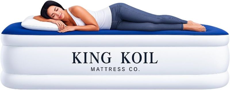 Photo 1 of King Koil Luxury Cal King Air Mattress with Built-in Pump for Home, Camping & Guests - King Size Inflatable Airbed Luxury Double High Adjustable Blow Up Mattress, Durable Waterproof & Premium