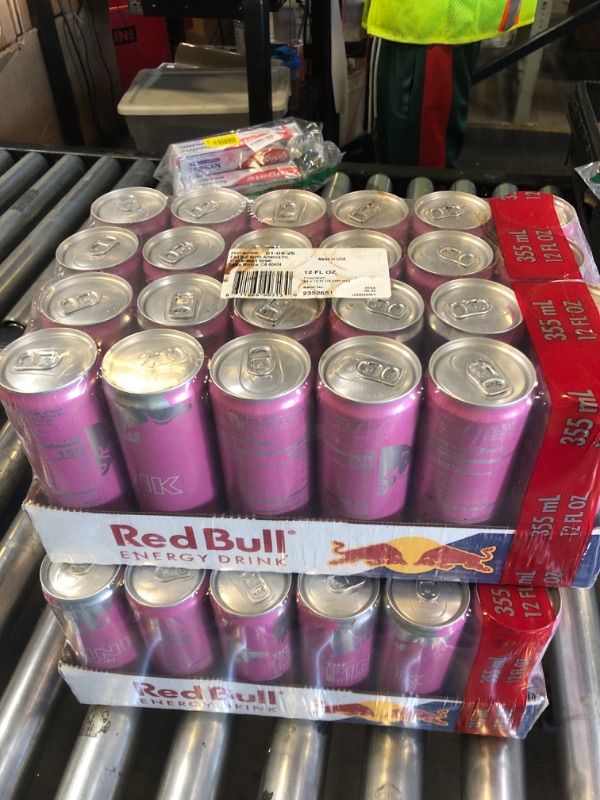 Photo 1 of EXP DATE; 01-04-2026 Red Bull Pink Edition Energy Drink, Wild Berries, 12 fl. z., Case of 24 cans, with 114mg Caffeine, Taurine & B Vitamins