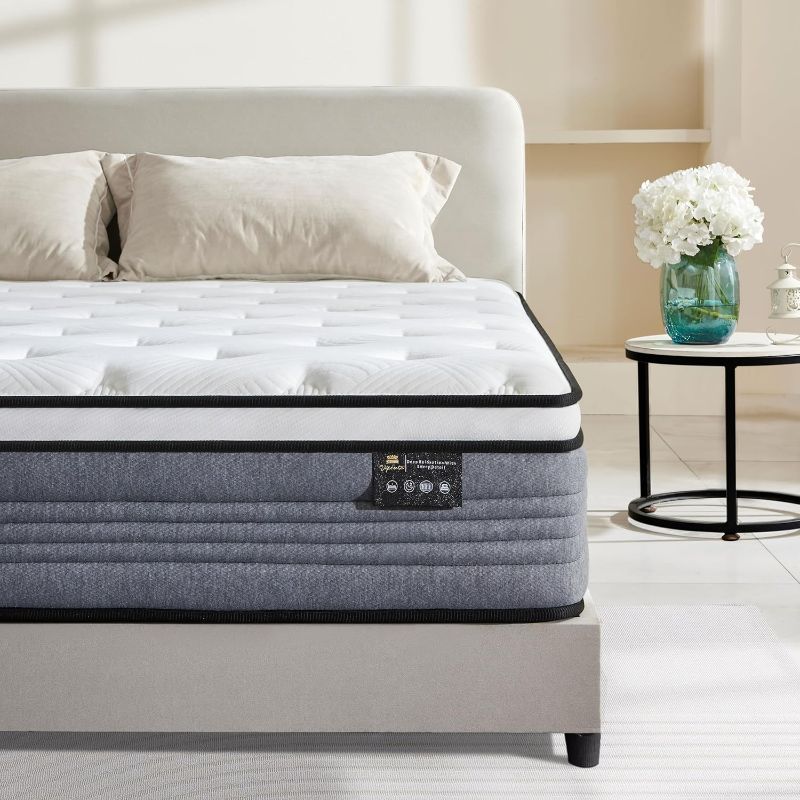 Photo 1 of Full Mattress, 12 Inch Full Size Mattresses, 12 Inch Hybrid Pocketed Coil Mattress in a Box with Gel Memory Fo