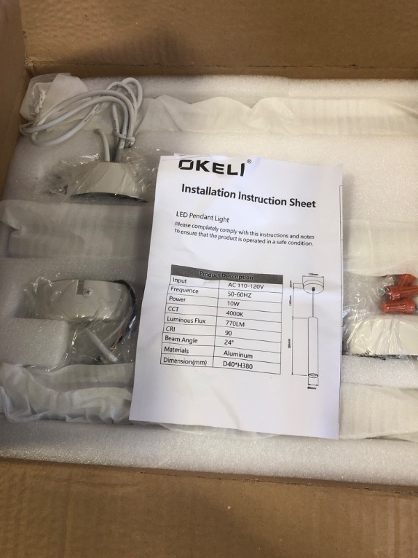 Photo 1 of OKELI Modern Pendant Lights 4000K White LED Dimmable Pendant Light Fixtures Pendant Lighting for Kitchen Island,Bar,Bedroom, 15.7inch, 10W, ETL, 3Pack