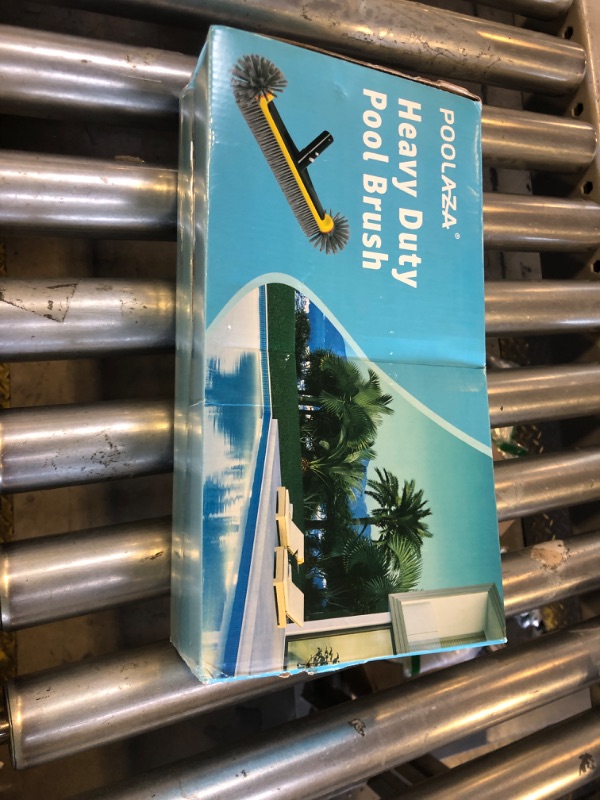 Photo 1 of POOLAZA Pool Brush Head with Round Ends, Heavy Duty Pool Brushes for Cleaning Pool Walls, Floors Steps & Corners, 17.5" Pool Brush with Sturdy Aluminum Handle & Durable Nylon Bristles (Yellow)