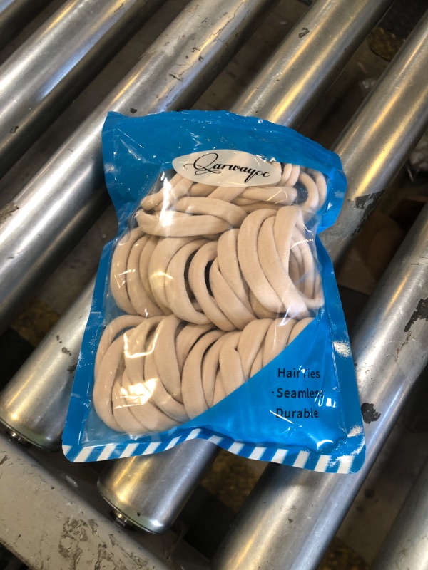 Photo 1 of Qarwayoc 50PCS Large Blonde Hair Ties, Seamless Hair Bands, Soft Elastic Hair Ponytail Holders, No Damage, 2 Inch in Diameter