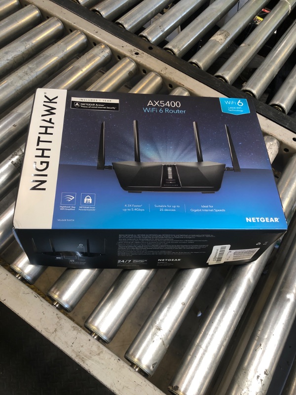 Photo 1 of NETGEAR Nighthawk 6-Stream Dual-Band WiFi 6 Router (RAX54S) – Security Features, AX5400 Wireless Speed, Up to 5.4 Gbps, Covers up to 2,500 sq. ft., 25 Devices - 1-Year Armor Subscription Included