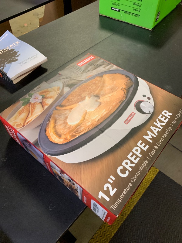 Photo 1 of SugarWhisk Crepe Maker Electric, Crepe Pan 12 Inch with 5 X 4” Silicone Molds, Pancake Maker Machine for Pancakes & Tortilla & Fried Eggs, Batter Spreader & Spatula Included, White