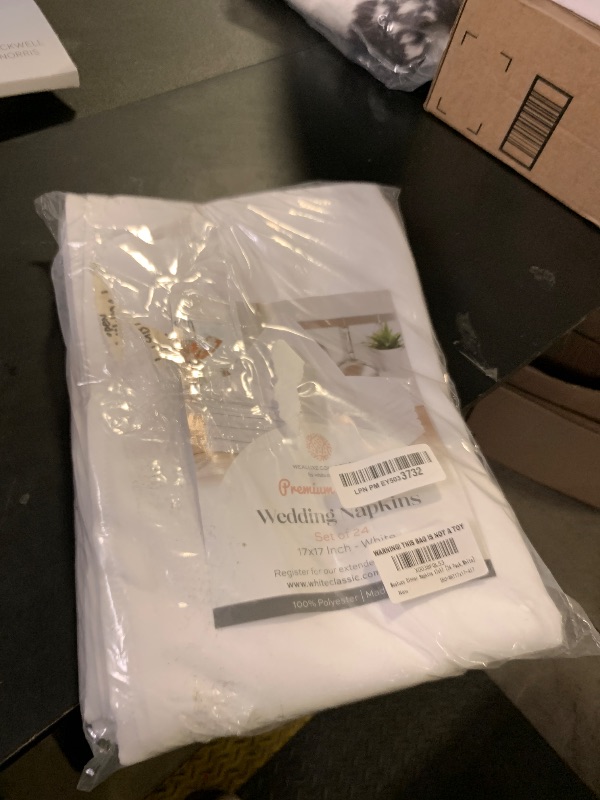 Photo 1 of Wealuxe White Cloth Napkins Set of 24-17x17 Inches, 220 GSM Thick and Durable 100% Polyester Napkins, Stain and Wrinkle Free Dinner Napkins Cloth Washable, Soft