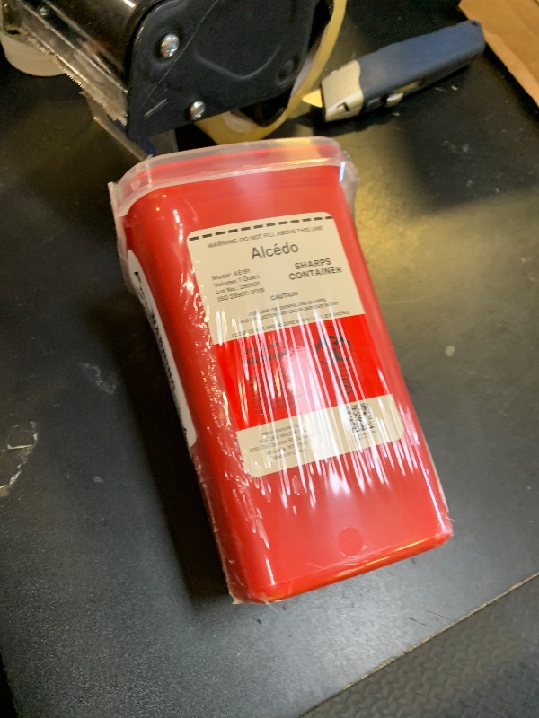 Photo 1 of Alcedo Sharps Container for Home Use 1 Quart (1-Pack) | Biohazard Needle and Syringe Disposal | Small Portable Container for Travel and Professional Use