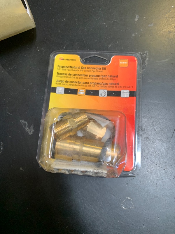 Photo 1 of Mr. Heater F276187 Propane/Natural Gas Connector Kit 3/8 Male Pipe Thread x 3/8" Female Pipe Thread,Brass,Regular