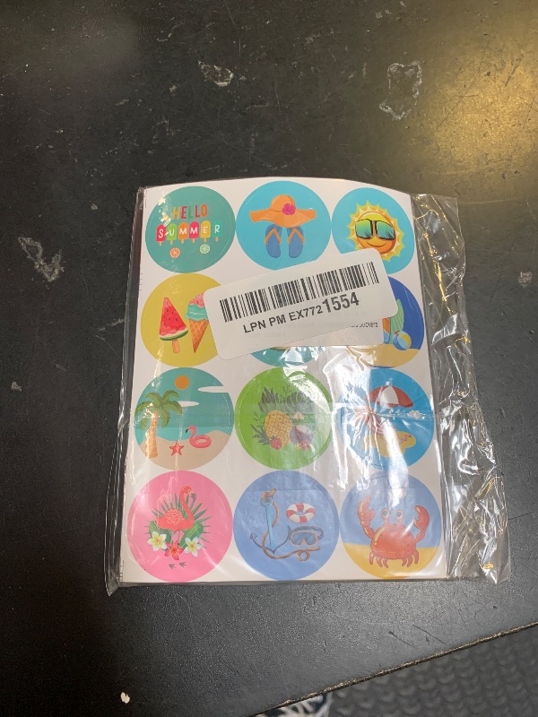 Photo 1 of Lucleag 360PCS Hello Summer Stickers for Kids, Cute Hello Summer Beach Watermelon Ice Cream Pineapple Stickers for Hawaii Tropical Luau Party Decoration Candy Greeting Card Envelope Seals