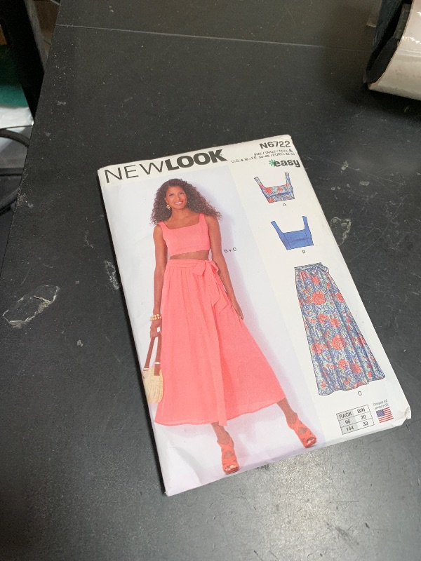 Photo 1 of New Look Easy Misses' Bra Tops and Wrap Skirt Sewing Pattern Kit, Code N6722, Sizes 6-8-10-12-14-16-18, Multicolor