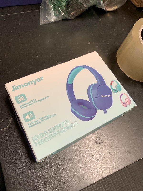 Photo 1 of Jimonyer Kids Headphones for School, 3.5mm Jack Wired Headphones for Kids with Safe Volume Limiter, HD Stereo Sound On-Ear Girls Boys Toddler Headphone for Tablet, iPad, Kindle(Blue)