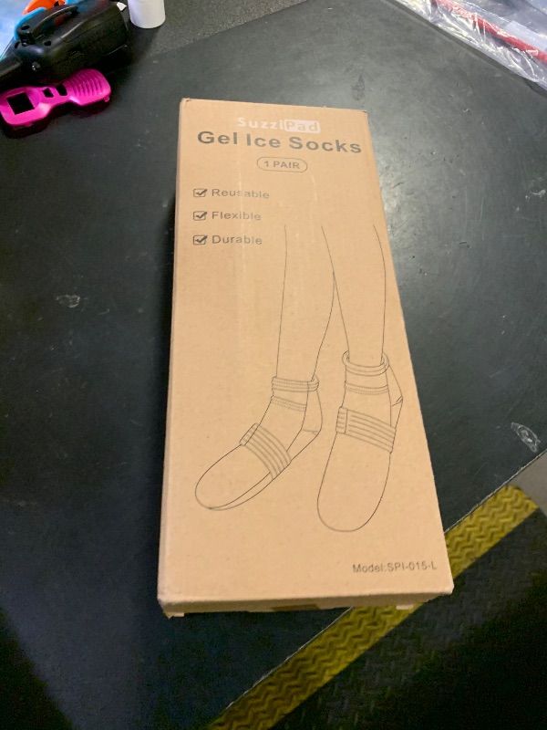Photo 1 of SuzziPad Upgraded Cold Therapy Socks with 6 Gel Packs & Compression Strap, Foot Ice Pack Wrap for Chemotherapy, Cooling Sock for Feet (L)