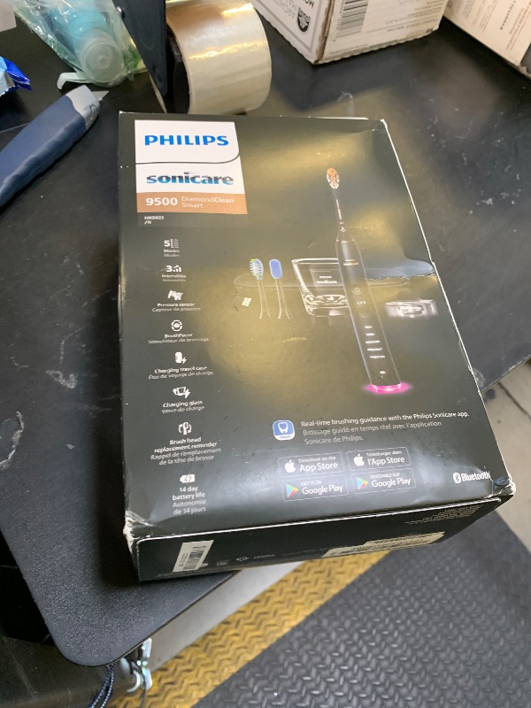 Photo 1 of Philips Sonicare DiamondClean Smart 9500 Electric Toothbrush, Sonic Toothbrush with App, Pressure Sensor, Brush Head Detection, 5 Brushing Modes and 3 Intensity Levels, Black, Model HX9923/11