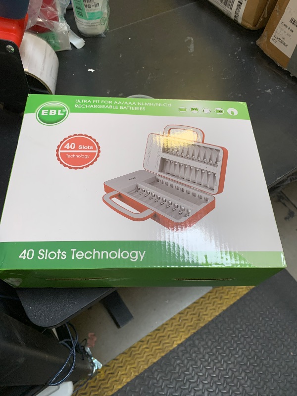 Photo 1 of EBL 40Slot Battery Charger for 1/2/3...19/20/21...38/39/40 pcs AA AAA Rechargeable Batteries - Advanced Multiple Battery Charger - Handle Design(Batteries not Included)