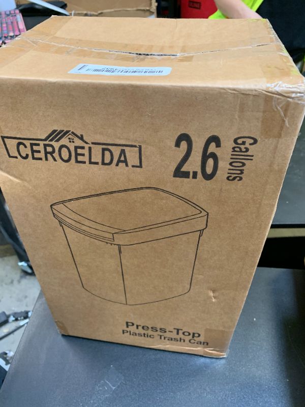 Photo 1 of CEROELDA 3 Pack Bathroom Trash Can with Lid, 10L/2.6 Gal Small Garbage Can with Press Top Lid, Slim Plastic Waste Basket for Toilet, Office, Bedroom (Muti 1, 3 Pack)