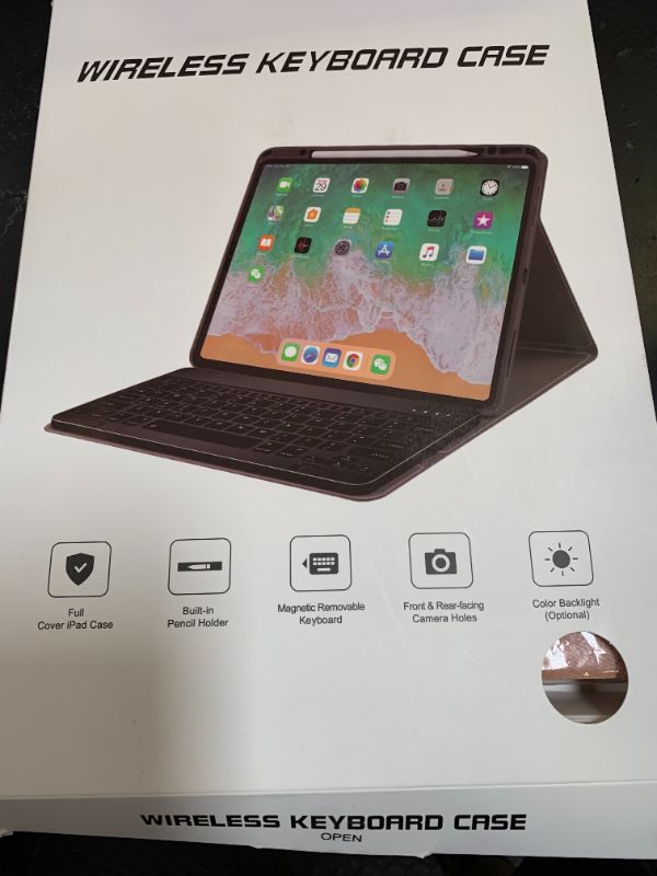 Photo 1 of OYEEICE for iPad 9th Generation Case with Keyboard 10.2'' - 7 Color Backlit Wireless Keyboard Cover with Pencil Holder for iPad 9th/8th/7th Gen 10.2 inch, iPad Air 3rd Gen & iPad Pro 10.5" - Pink