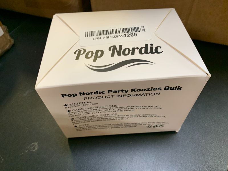 Photo 1 of Pop Nordic Beach Party Can Cooler - 12 Pack Summer Can Sleeves Neoprene Insulated Pool Beer Cozy Bulk for Tropical Party Decorations Vacation Favors