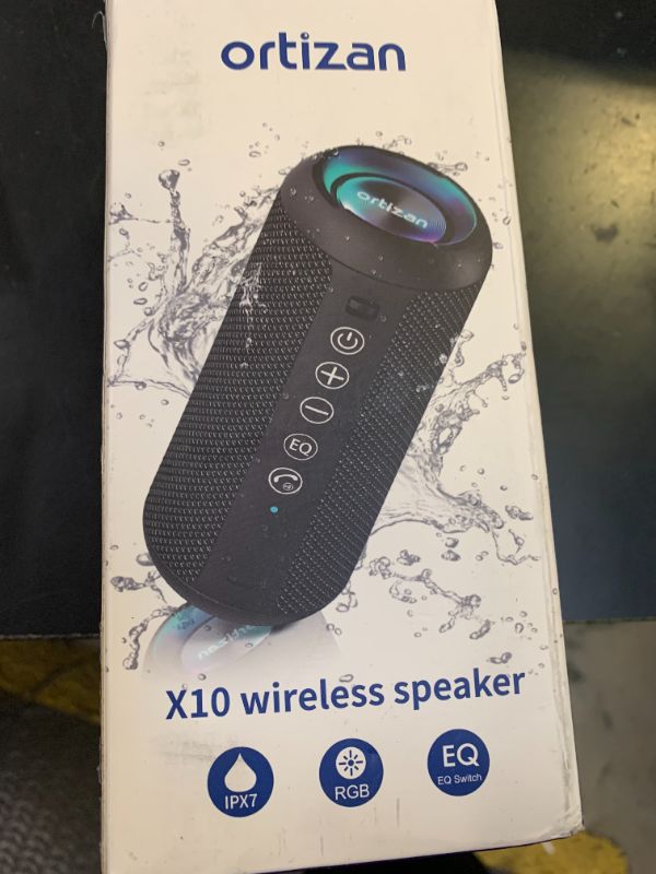 Photo 1 of Ortizan Portable Bluetooth Speaker: IPX7 Waterproof, 24W Loud Sound, Deep Bass, Bluetooth 5.3, LED Lights, Wireless Stereo Pairing, 30H Playtime, for Home/Outdoor/Party/Beach, Birthday Gift (Black)