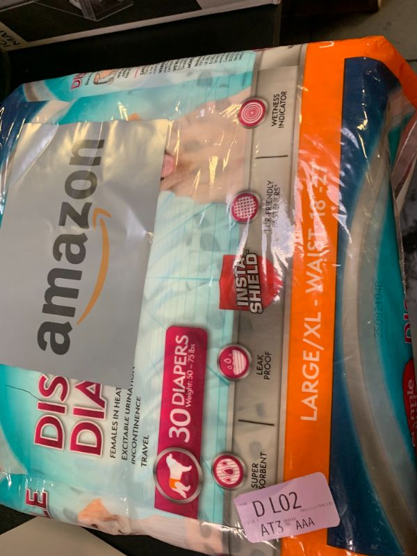 Photo 1 of Simple Solution Disposable Dog Diapers, Female Dog Diapers, Puppy Potty Training, Incontinence and Heat Cycle Protection, Large Diapers for Dogs, 18-27 Inch Waist, 30 Count