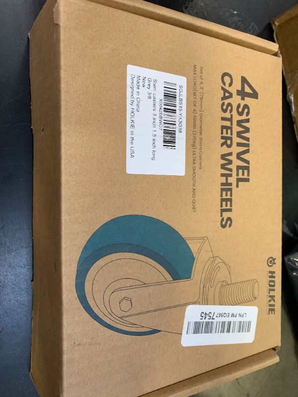 Photo 1 of HOLKIE Caster Wheels 3 inch with No Brake Stem Casters, 3/8" -16 x 1-1/2" (Stem Diameter 3/8", Stem Length 1-1/2") Threaded Swivel Casters Set of 4 Heavy Duty Castors Grey