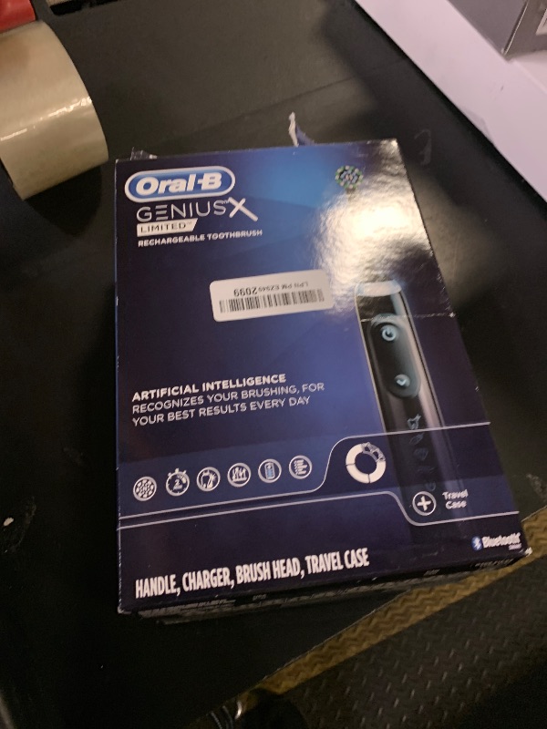 Photo 1 of Oral-B Genius X Limited Rechargeable Electric Toothbrush with 1 Replacement Brush Head, Travel Case, Midnight Black