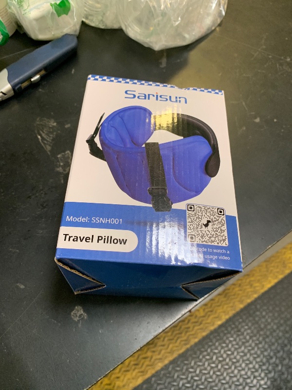 Photo 1 of SARISUN Travel Pillows for Airplanes, Airplane Pillow for Long Flight, Airplane Head Strap with Eye Mask for Sleep, Travel Neck Pillow for Car Road Trip, 360° Support Headrest, Stop Bobblehead, Black